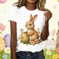 thumbnail image 2 of Yxbdin Bunny Graphic Tee for Women Easter Eggs Graphic T Shirts Short Sleeve Crew Neck Shirts Cute Rabbit Tops for Holiday Orange XL, 2 of 6