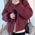 thumbnail image 6 of Aellinatey Women's Winter Warm Long Sleeve Zip Up Baggy Cropped Puffer Down Jackets Coat, 6 of 21