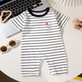 thumbnail image 2 of CAICJ98 Baby Boy Cotton Short Sleeve Rompers-Breathable One-Piece Jumpsuits with Animal Themes for Spring/Summer Baby Boy Short Sleeve Romper (Black,9-12 Months), 2 of 7