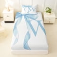 thumbnail image 3 of Erosebridal Blue Bowknot Twin Sheet Sets for Girls, Monogrammed W Bedding, 3pcs, 1 Flat Sheet, 1 Fitted Sheet and 1 Pillowcase, 3 of 5