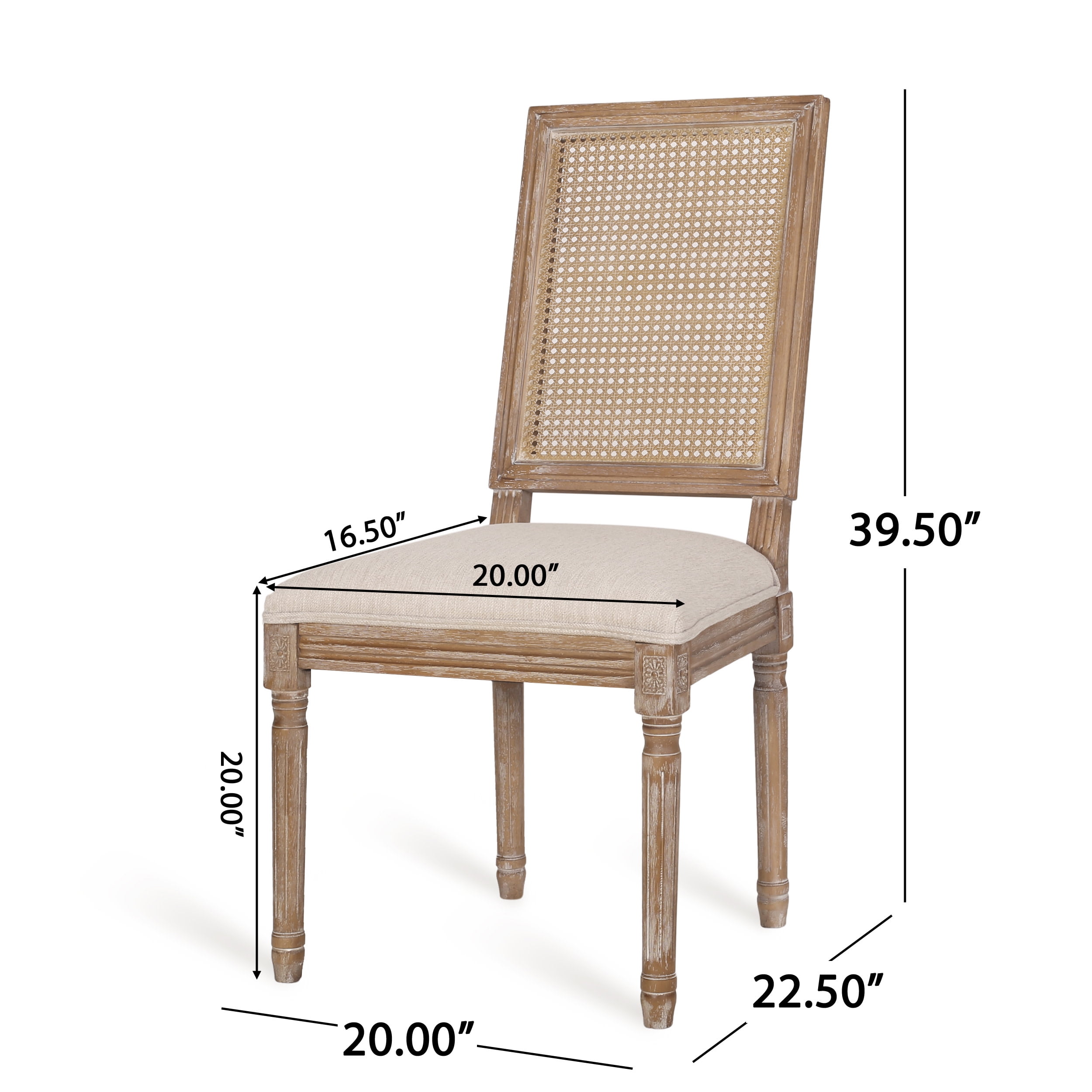 Noble House Fescue Fabric Upholstered Wood and Cane Expandable 7 Piece Dining Set, Natural Brown and Beige