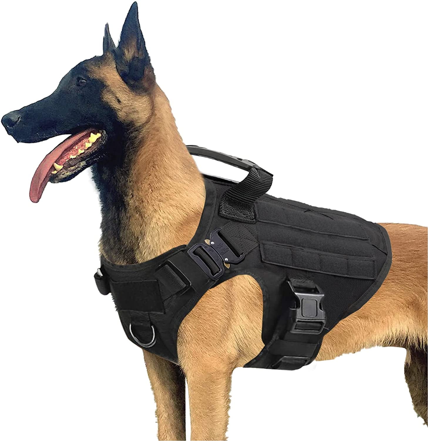 PETODAY Tactical Dog Harness for Medium Large Dogs,Working Dog Training  Molle Vest,with 2X Metal Buckle, Dog Harness with Handle,Hook and Loop  Panel for Dog Patch