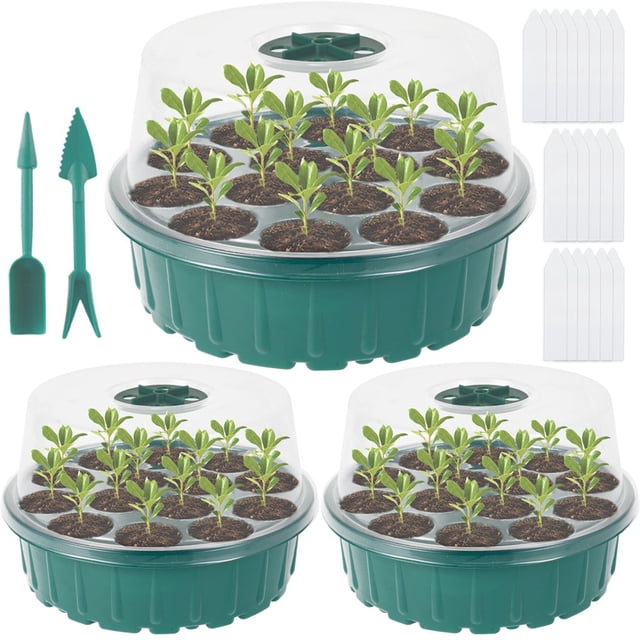 Plateaux de Démarrage de Semis avec Couvercle Transparent Plateau de Propagation de Semences 14 Cellules Kit de Plateaux de Germination de Plantes Respirants et Réutilisables pour Balcon