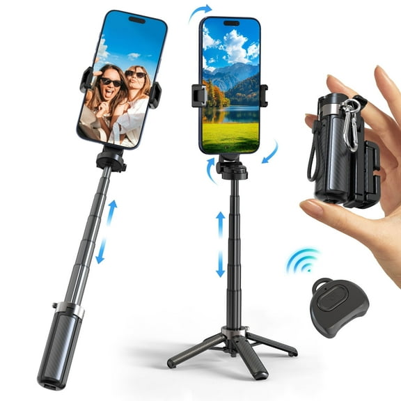 Avoalre mini Selfie Stick Tripod, Portable Pocket Size Tripod for iPhone, Lightweight Foldable Selfie Stick with Wireless Detachable Remote Control for Photograph Video Recording