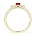 thumbnail image 2 of ANGARA Natural Classic Ruby and Diamond Three Stone Engagement Ring in 14K Yellow Gold for Women (Size-5mm) | July Birthstone, Birthday, Anniversary, Jewelry Gift for Women | Natural Ruby Ring, 2 of 11