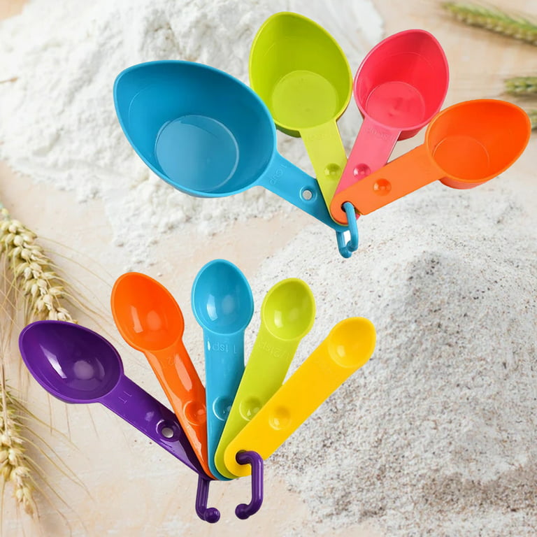 Farfi 1 Set Measuring Spoons Easy to Clean Stackable Plastic Baking Cooking  Weighing Scoops Cups for Kitchen (size L)