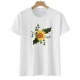 thumbnail image 5 of USSUMA Juniors Basic Cute Graphic Womens Tops Summer Loose Fit Sunflower Print Summer Top and Blouses Trendy Short Sleeve Shirts T-Shirt for Women Dressy Round Neck Tunic Plus, 5 of 7