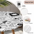 thumbnail image 3 of Black White Video Game Round Tablecloth for 36-44 Inch Tables,Fitted Table Cover with Elastic Edge,Console Computer Gaming Sketch Style Waterproof Outdoor Table Cloth Protector for Patio Dinner, 3 of 9