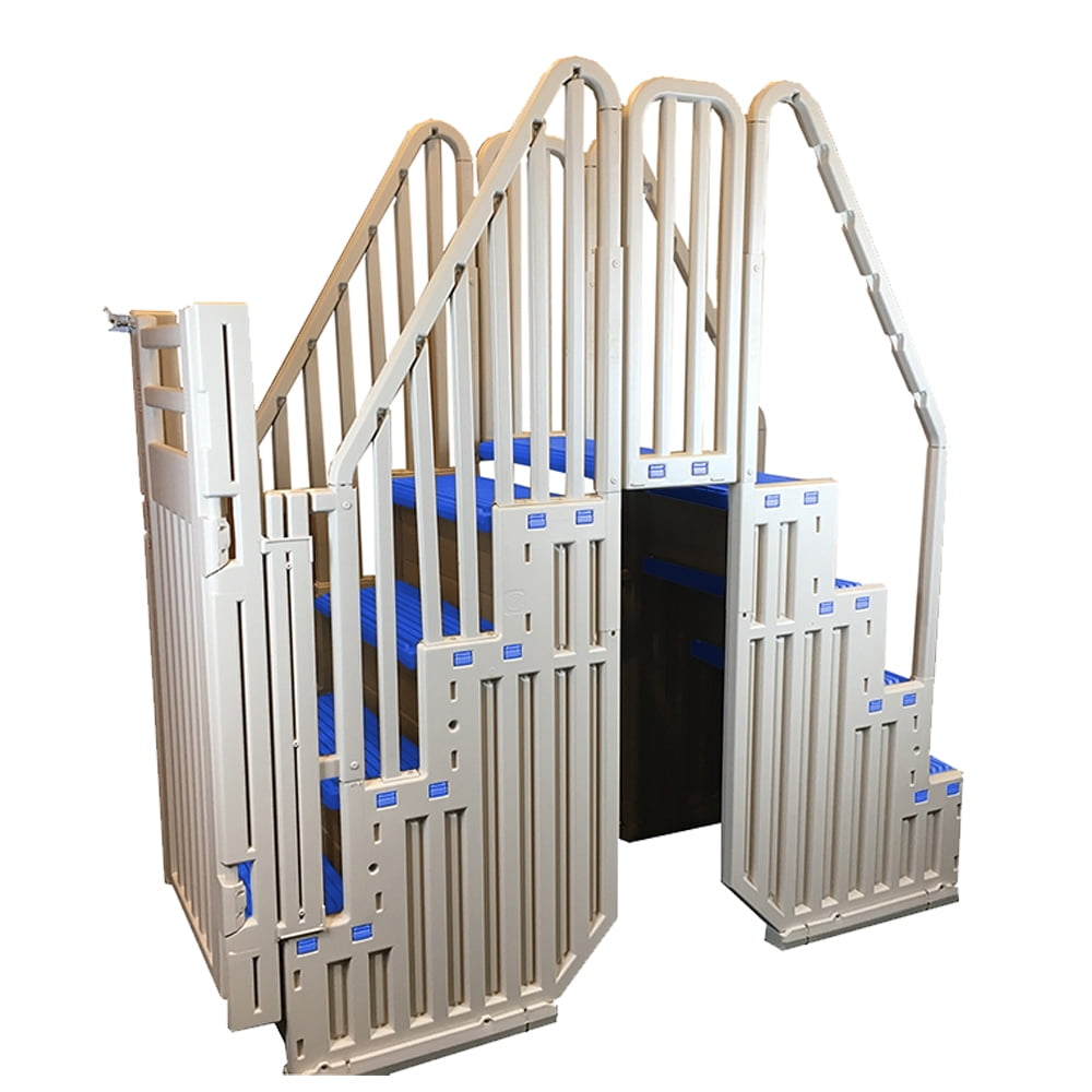 Confer Entry System For Above Ground Pools White with Blue Treads