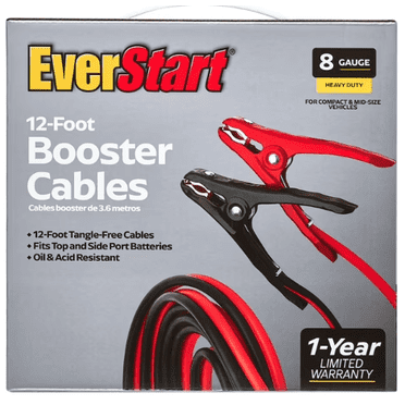 EverStart 12-Foot 8-Gauge Heavy Duty Booster Cables, 165 Amps