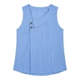 thumbnail image 3 of RQYYD Womens Sleeveless Asymmetric Neck Tops Casual Striped Blouses Button Front Tank Tee Shirts Daily Clothes, 3 of 6