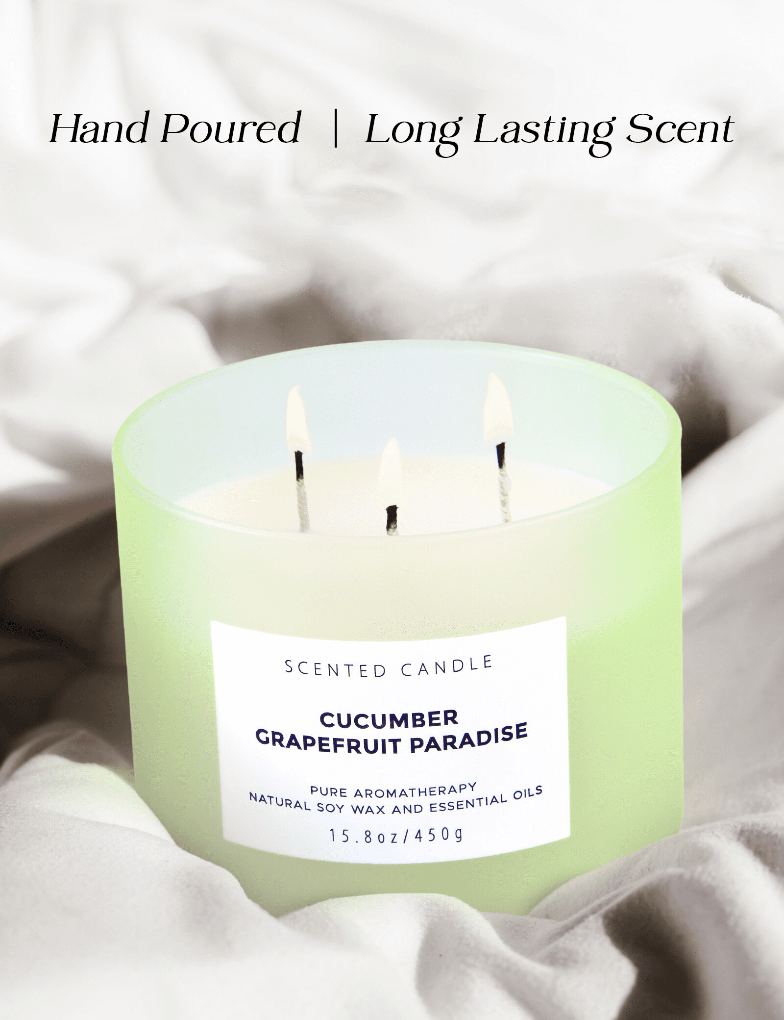 Cucumber Grapefruit Paradise 3-Wick Soy Candle – Fresh Citrus Aromatherapy Candle in Gift Box | 15.8 oz Clean Burning Scented Candle with Reusable Jar