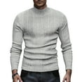 thumbnail image 2 of GrmtClth Mens Sweater Slim Fit Mock Neck Pullover Ribbed Thermal Sweater 2025 Fall Basic Long Sleeve Sweaters Light Gray M, 2 of 8