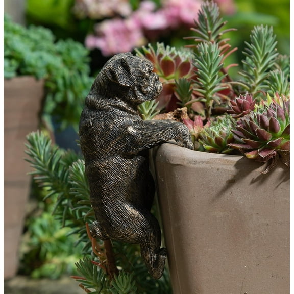 Pot Buddies Decorative Pug Pot Hanger Ornament - Bronze Color