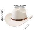 thumbnail image 2 of RUINIXCW Western Cowboy Cowgirl Hat for Women Men Wide Brim Pentagram Leather Belt Fedora Hat Wool Felt Vintage Jazz Hats, 2 of 7