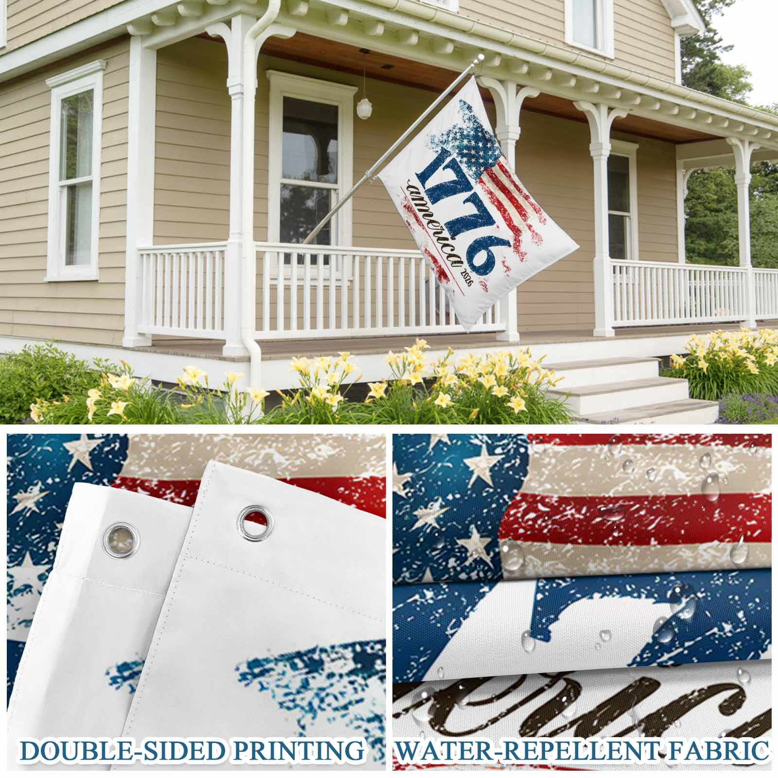 4th of July Flags for Outside 2x3 ft America1776-2026 Outdoor Flags Double Sided Grommets House Banner Vintage USA Flag Patio Yard Flag for Outdoor Party Porch Garden Independence Day Decor
