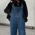 thumbnail image 6 of JFGHDG Overalls for Women Denim Jumpsuits Adjustable Strap Baggy Wide Leg Jean Overalls with Pockets Dark Blue S, 6 of 8