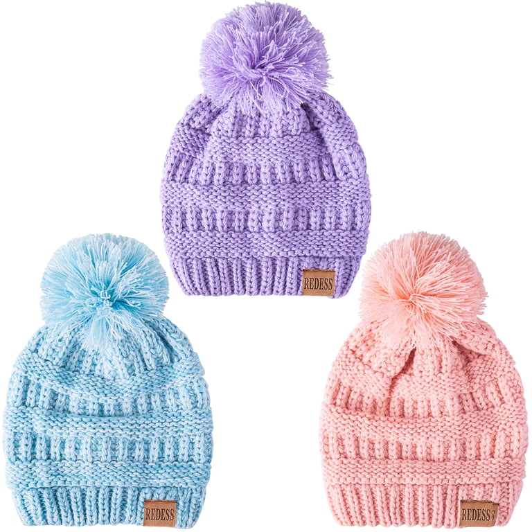 REDESS Baby Winter Pom Pom Beanie Hats 3-Pack photo 5