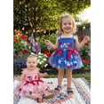 thumbnail image 4 of BemeyourBBs Toddler Baby Girls 4th of July Dress Outfit Newborn Patriot Independent Day Clothes Summer Tulle Tutu Dress Sleeveless Tie-up Letter Embroidery Smocked Romper Dress Bodysuit Playsuit, 4 of 5