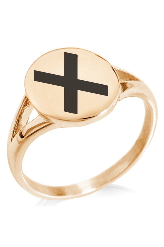 Stainless Steel Niwa Samurai Crest Minimalist Oval Top Polished Statement Signet Ring
