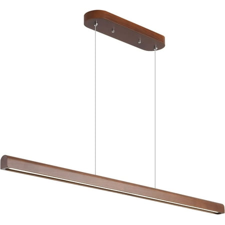 

Nathurium 39 Wood Linear Pendant Light LED Dimmable Hanging Light Fixture Wood Linear Dinning Room Light Island Lights 20w for Dining Room Kitchen Island Bar Walnut Color(Ash Wood)
