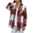 thumbnail image 2 of IMENGL Plush coat long sleeve plaid with pocket, Red 2XL, Size M-4XL, 2 of 7