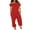 Red, variant on Linen Jumpsuits for Women Loose Fit Off Shoulder Rompers Casual Short Sleeve Wide Leg Overalls Plus Size Solid Color Jumpers One Piece Pants, Orange, XXL