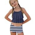 thumbnail image 4 of WOXIHUAN Girls Swimsuit 2 Piece Ruffled Bikini Top with Printed Shorts Summer Beach Teen Bathing Suits for 6-15 Years Multicolor 14 12-13 Years, 4 of 7