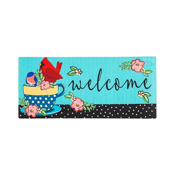 Evergreen Songbirds Welcome Sassafras Indoor Outdoor Switch Doormat 1'10"x10" Multicolored