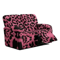 Xixirimido Recliner Loveseat Cover Non-Slip Reclining Couch Covers for 2 Seat, Recliner Sofa Cover Furniture Protector with Pockets for Kids, Pets, Leopard Cheetah Pink