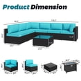 thumbnail image 4 of Walsunny 8 Pieces Patio Wicker Rattan Fire Pit Furniture Conversation Sets with Outdoor Sectional Sofa,45" Gas Propane Fire Pit Table,Glass Coffee Table,Black Rattan Aegean Blue Cushion, 4 of 12