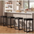 thumbnail image 4 of 2pcs Bar Stool, Simple Comfortable Backless Bar Stool, Upholstered PU Leather Seat with Metal Frame and Footrest for Home Bar, Restaurant, 4 of 5