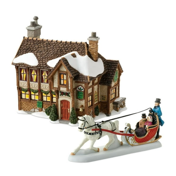 Department 56 Dickens' Village Annual ""Celebrate The Holiday"" 2010 Holly Tree Inn Lit House And Figurine Set