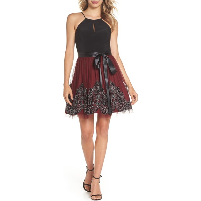Blondie Nites Vestido acampanado adornado para mujer, Negro, 13 Blondie Nites Alinear
