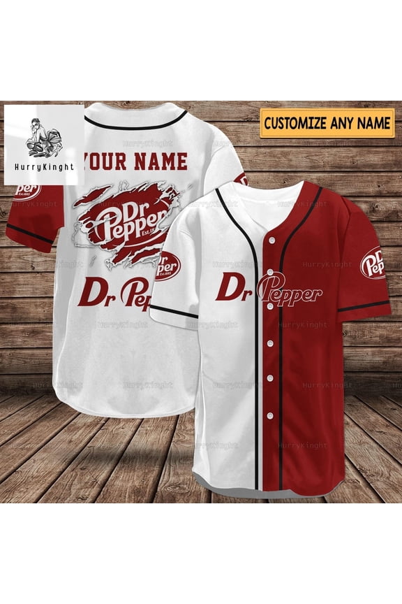 Custom Dr Pepper Baseball Jersey Dr Pepper Baseball Shirt Dr Pepper Shirt Dr Pepper Jersey