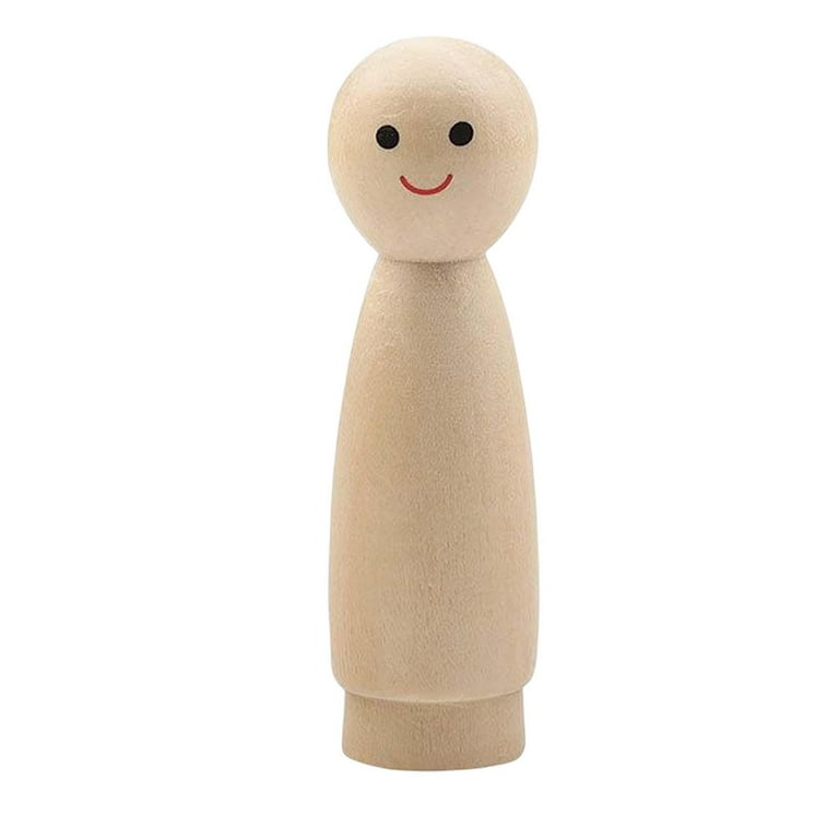 1 Large Peg Dolls Unfinished, 100mm Natural Wood Peg People, Tall