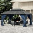 thumbnail image 5 of ASJMR 12x16 FT Hardtop Gazebo Double Roof With Metal Frame,Outdoor Pavilion with Curtains and Nettings,Garden Tent For Courtyards Backyards Decks Grass,Navy, 5 of 7