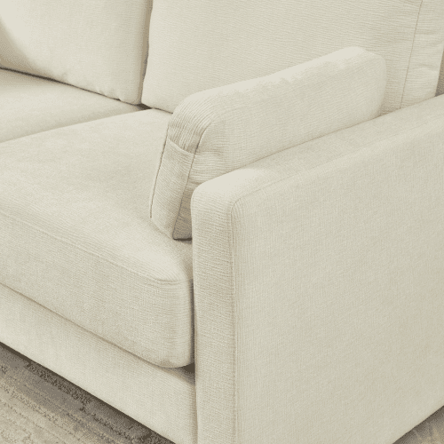 BSHTI 58.66" Small Modern Loveseat Sofa, Mid Century Chenille Fabric 2-Seat Couch Love Seat with Back Cushions, for Living Room, Bedroom and Small Space,Beige
