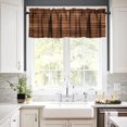 thumbnail image 4 of Pure Wood Dark Valance Curtain Brown Plank Rod Pocket Valance Window Treatments 1 Panel Short Curtains for Kitchen Farmhouse Living Room Bathroom Bedroom 54 x 18 in, 4 of 6