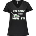 thumbnail image 3 of Inktastic I'm sexy and I mow it Lawnmower Fun Women's Plus Size V-Neck T-Shirt, 3 of 5
