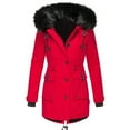 thumbnail image 3 of Puntoco Plus Size Coat Clearance Women's Warm Coat Jacket Outwear Fur' Lined Trench Winter Hooded Thick Overcoat Red XXXXL(XXXXL), 3 of 7