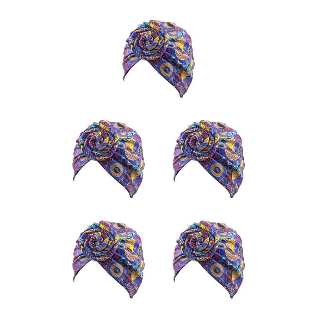 Minnieouse Nudo Turbante Estampado Hijab Beanie Estilo bohemio Gorros plisados Accesorios para el cabello femenino Gorro Banquete de Type2 NO2
