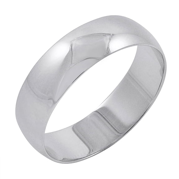 Men's 10K White Gold 6mm Traditional Plain Wedding Band (Available Ring Sizes 8-12 1/2) Size 10