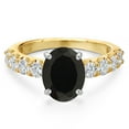 thumbnail image 3 of Gem Stone King 14K Two Tone Gold Black Onyx and Lab Grown Diamond Engagement Ring for Women | 3.38 Cttw | Oval 10X8MM | Gemstone December Birthstone | Size 6, 3 of 6