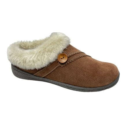 

Womens Suede Leather Clog Slipper JMS0411B - Warm Plush Faux Fur Lining - Indoor Outdoor House Slippers For Women (7 M US Burgundy)