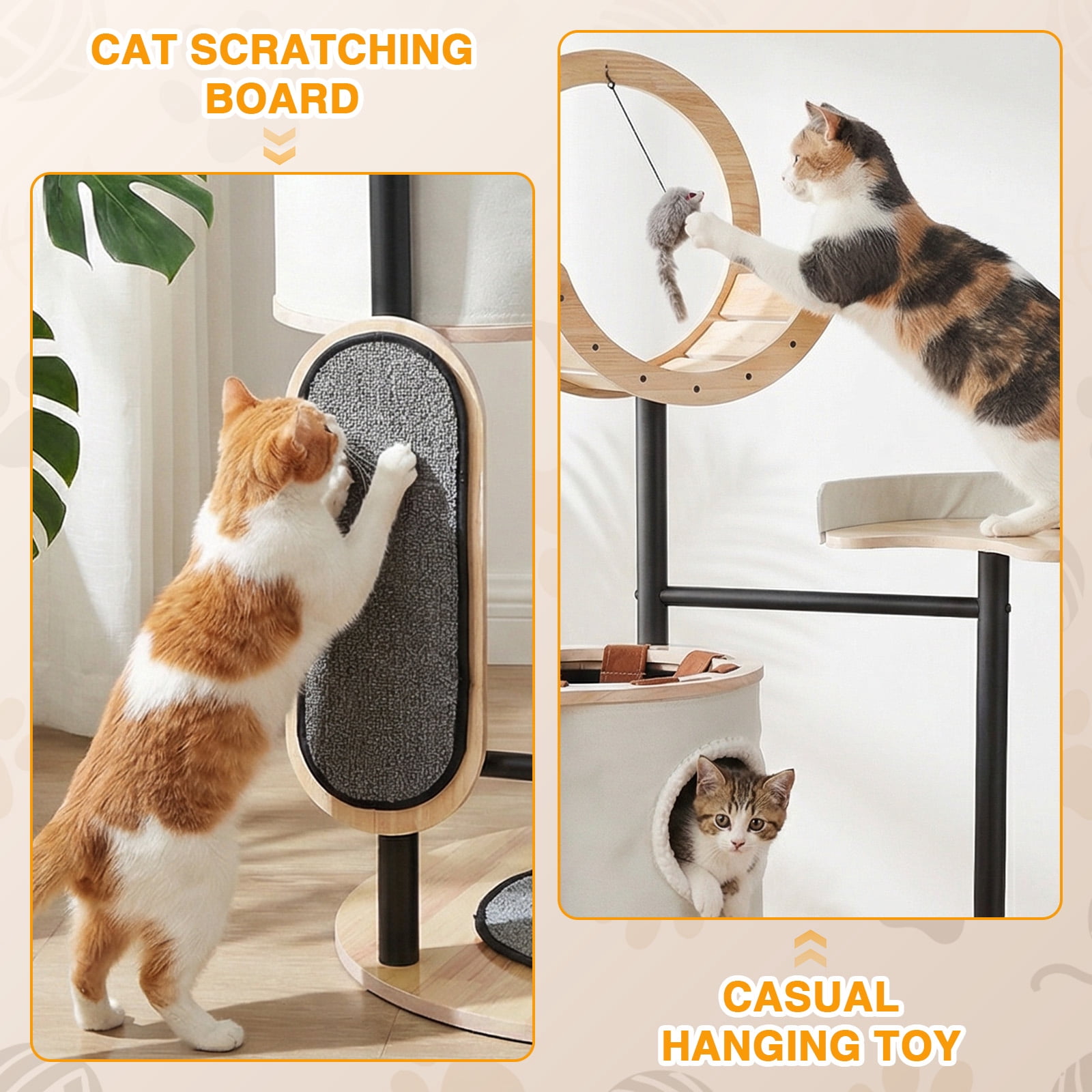 SHegdu Tall Cat Tree Multi-Level 66 inch Large Climbing Towers Pet Condos with Steel Frame Scratching Posts Platforms Pom Poms