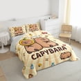 thumbnail image 3 of Homewish Cute Capynara Kapibara Bedding Comforter Set,Geometric Striped Line Twin Comforter Sets,Brown Beige Bedding Set For Kids,Super Cozy Room Decor Reversible,2-Piece, 3 of 8