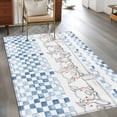 thumbnail image 2 of Area Rugs for Living Room Bedroom, Blue Plaid Farmhouse 4'x6' Rug Washable Carpet Runner Indoor Outdoor, Watercolor Cute Country Pigs Checkered Non Slip Accent Floor Mats Rug for Kitchen, Office, 2 of 8