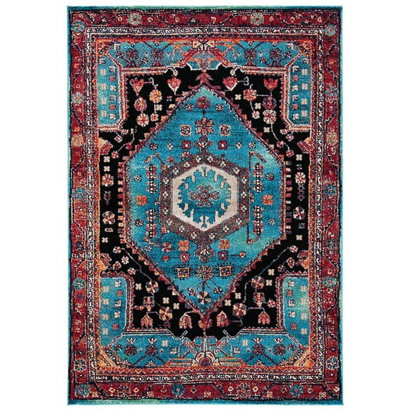SAFAVIEH Vintage Hamadan Leone Oriental Area Rug, Turquoise/Black, 5'3" x 7'6"