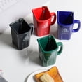 thumbnail image 4 of Taza de café exótica reciclable verde del cubo de la taza del cubo de basura cuadrado de cerámica de la taza del agua con la pala, 4 of 5